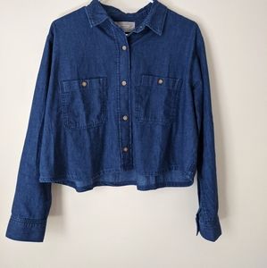 Everlane Cropped Denim Shirt Retro Blue M